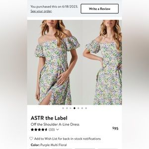 ASTR THE LABEL  Off the Shoulder A-Line Dress
